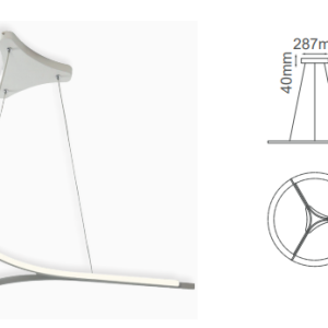 Q21001-WH QUOR SORT Lampara colgante LED integrado atenuable 3000k, 4000k 6000k 45w acabado blanco WH y acrílico difusor