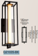 Q21035-BK QUOR SEVILLA Luminario de muro LED integrado 17w 3000k Luz cálida acabado negro BK y cristal