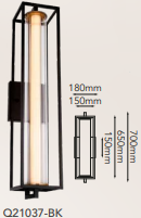Q21037-BK QUOR SEVILLA Luminario de muro LED integrado 24w 3000k Luz cálida acabado negro BK y cristal