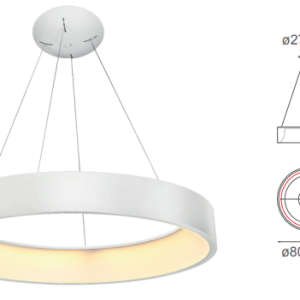 Q21092-WH QUOR THEO Lampara colgante LED integrado atenuable 3000k, 4000k, 6000k 92w acabado blanco WH y acrílico difusor