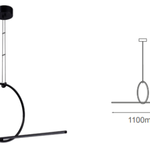Q21663-BK QUOR TOKYO Lampara colgante LED integrado 28w 3000k Luz cálida acabado negro BK y acrílico difusor