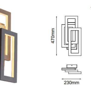 Q21672-GD QUOR SOMMER Luminario de muro LED integrada 15w 3000k Luz cálida acabado oro, negro y café GD con acrílico difusor