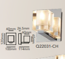 Q22031-CH QUOR RUBIK Luminario de muro LED integrado 3w 3000K Luz cálida acabado cromo CH y cristal