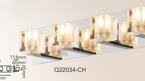 Q22034-CH QUOR RUBIK Luminario de muro LED integrado 12w 3000K Luz cálida acabado cromo CH y cristal