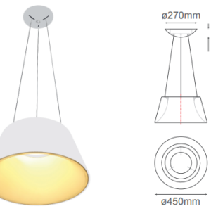 Q27787-WH QUOR THEO Lampara colgante LED integrado atenuable 3000k, 4000k, 6000k 30w acabado blanco WH y acrílico difusor
