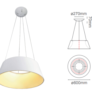 Q27788-WH QUOR THEO Lampara colgante LED integrado atenuable 3000k, 4000k, 6000k 30w acabado blanco WH y acrílico difusor