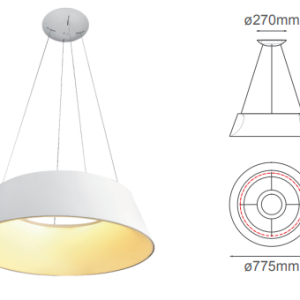 Q27789-WH QUOR THEO Lampara colgante LED integrado atenuable 3000k, 4000k, 6000k 60w acabado blanco WH y acrílico difusor