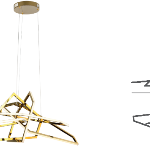 Q28120-GD QUOR PABLO Lampara colgante LED integrado atenuable 3000K, 4000K, 6000K 111w acabado oro GD y mica difusora