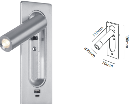 Q28125-CH QUOR ZIMMER Luminario de muro LED integrado 3W 3000K Luz cálida acabado cromo CH
