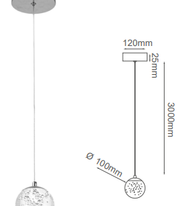 Q28151-CH QUOR SING Lampara colgante 1LED integrado atenuable 3000k, 4000k, 6000k 6w acabado cromo CH y cristal