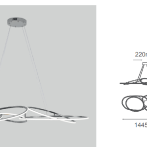 Q29083-GD QUOR PABLO Lampara colgante LED integrado atenuable 3000K, 4000K, 6000K 107w acabado oro GD y mica difusora