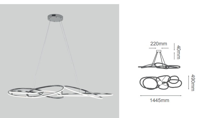 Q29083-GD QUOR PABLO Lampara colgante LED integrado atenuable 3000K, 4000K, 6000K 107w acabado oro GD y mica difusora