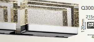 Q30022-CH QUOR LUNA Luminario de muro LED integrado 16w 3000K Luz cálida acabado cromo CH y cristal