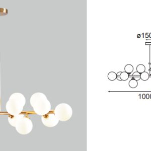 Q31268-GD/WH QUOR SONNE Lampara colgante (foco no integrado) acabado oro y cristal opalino GD/WH