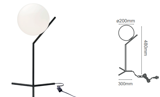 Q31621-BK QUOR SONNE Luminario de mesa (foco no integrado) acabado negro BK y cristal opalino