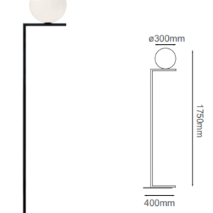 Q31630-BK/WH QUOR SONNE Luminario de piso (foco no integrado) acabado negro y cristal opalino BK/WH