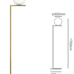 Q31630-GD/WH QUOR SONNE Luminario de piso (foco no integrado) acabado oro y cristal opalino GD/WH