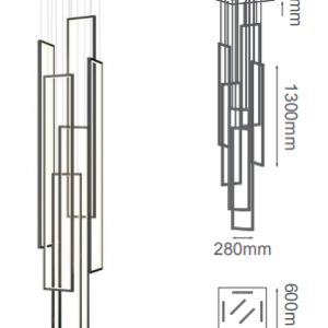 Q37132-BK QUOR SELMA Lampara colgante LED integrado atenuable 3000k, 4000k, 6000k 132w acabado negro BK y acrílico difusor