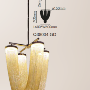 Q38002-GD QUOR OTHELLO Lampara colgante 2LED integrado 20W 3000k Luz cálida acabo oro GD y cadena