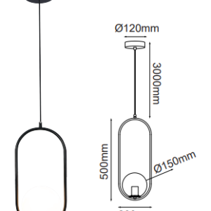 Q41520-BK QUOR ORBIT Lampara colgante (foco no integrado) acabado negro BK y cristal