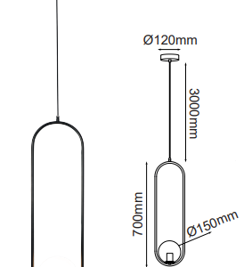 Q41720-BK QUOR ORBIT Lampara colgante (foco no integrado) acabado negro BK y cristal