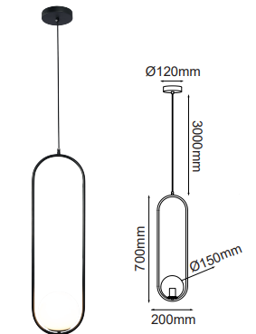 Q41720-BK QUOR ORBIT Lampara colgante (foco no integrado) acabado negro BK y cristal