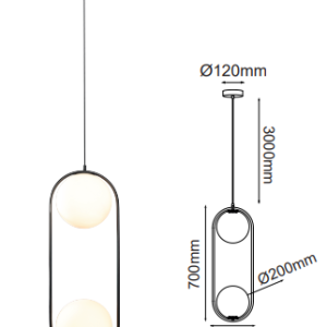 Q41722-BK QUOR ORBIT Lampara colgante (foco no integrado) acabado negro BK y cristal