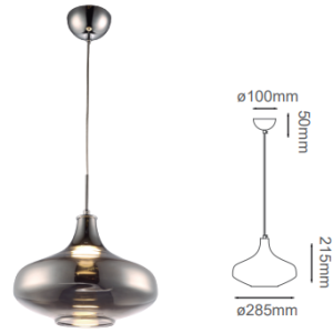 Q41884-SM QUOR VIENA Lampara colgante de cristal LED integrado 5w 3000k Luz cálida acabado humos SM