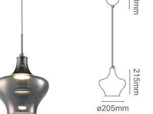 Q41885-SM QUOR VIENA Lampara colgante de cristal LED integrado 5w 3000k Luz cálida acabado Humo SM