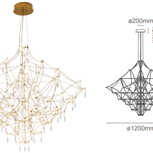 Q48187-GD QUOR TOLOUSE Lampara colgante LED integrado 80w 3000K Luz cálida acabado oro GD y cristal (copia)