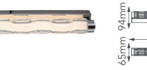Q50815-CH QUOR PRAGA Luminario de muro LED integrado atenuable 3000k, 4000k, 6000k 20w acabado cromo CH y cristal difusor