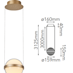 Q60031-GD QUOR SPUTNIK Lampara colgante LED integrado atenuable 3000k, 40000k 6000k 11w acabado oro GD y acrílico