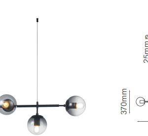 Q81496-BK QUOR TULIP Lampara colgante horizontal y esferas de cristal (foco no integrado) acabado negro BK