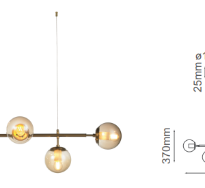 Q81496-BRZ QUOR TULIP Lampara colgante horizontal y esferas de cristal (foco no integrado) acabado bronce BRZ
