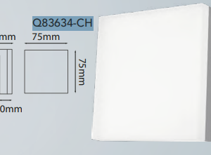 Q83634-CH QUOR CLEO Luminario de muro cuadrado LED integrado 5w 3000K Luz cálida acabado cromo CH y acrílico difusor