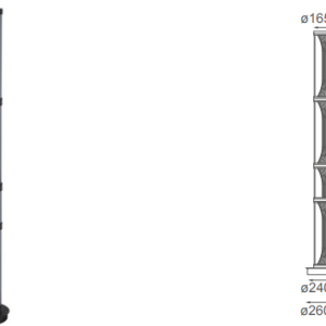 Q89303-BKSM QUOR TURIN Lampara colgante LED integrado 42w 3000k Luz cálida acabado negro + humo BKSM y cristal