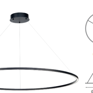 Q90100-BK QUOR NEO Lampara colgante tipo Aro LED integrado atenuable 3000k, 4000k, 6000k 31w acabado acabado negro BK y acrílico difusor