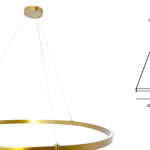 Q90150-BG QUOR PICCOLO Lampara colgante tipo aro LED integrada atenuable 3000k, 4000k, 6000k 120w acabado oro cepillado BG y acrílico difusor